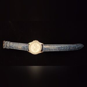 Blue Crocodile Leather Strap Watch